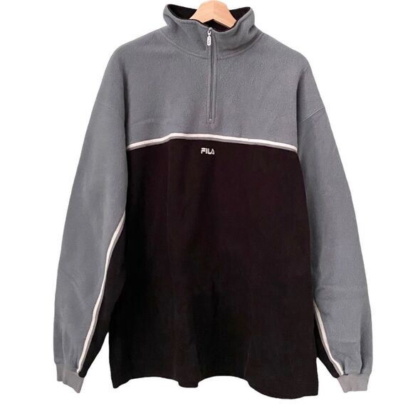Fila Grey & Black Fleece Sweater Jacket Front Zip in Men's Size Large - Picture 1 of 10